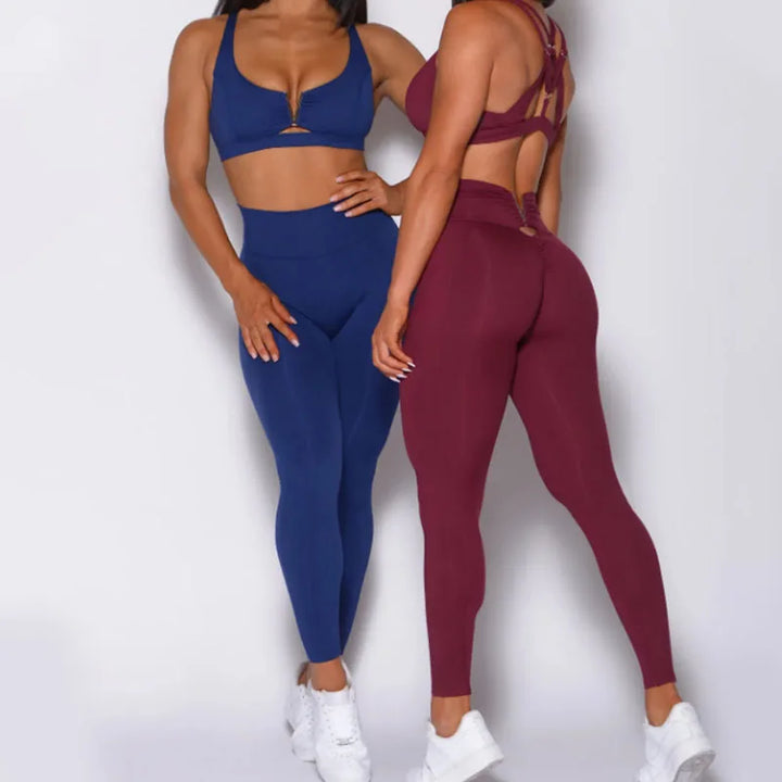 FlexSculpt V-Back Yoga Set | High-Waist Leggings & Sports Bra