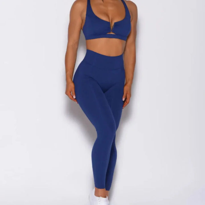 FlexSculpt V-Back Yoga Set | High-Waist Leggings & Sports Bra