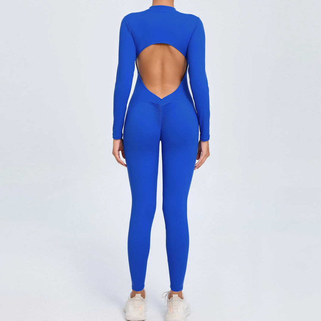 SculptFlex Zip Jumpsuit | Open-Back Long Sleeve