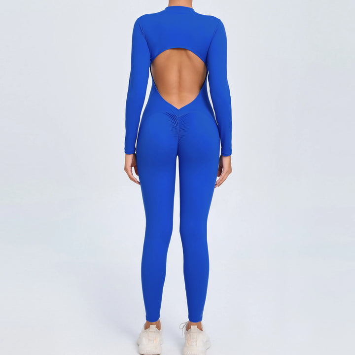 SculptFlex Zip Jumpsuit | Open-Back Long Sleeve