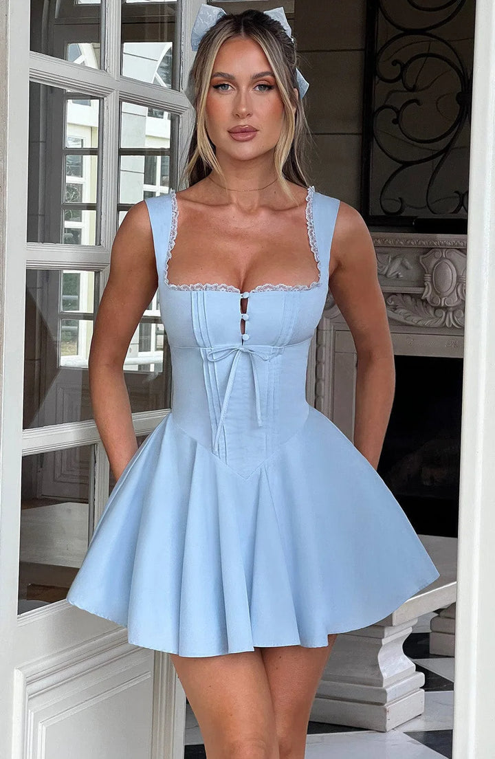 Lace Contour Mini Dress | Slim Fit Sleeveless V-Neck