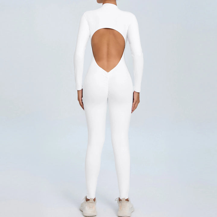 SculptFlex Zip Jumpsuit | Open-Back Long Sleeve