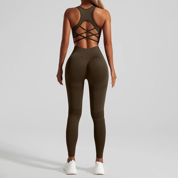 AuraFit Yoga Set | Open-Back Crop & Leggings