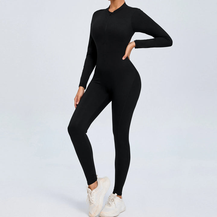 SculptFlex Zip Jumpsuit | Open-Back Long Sleeve