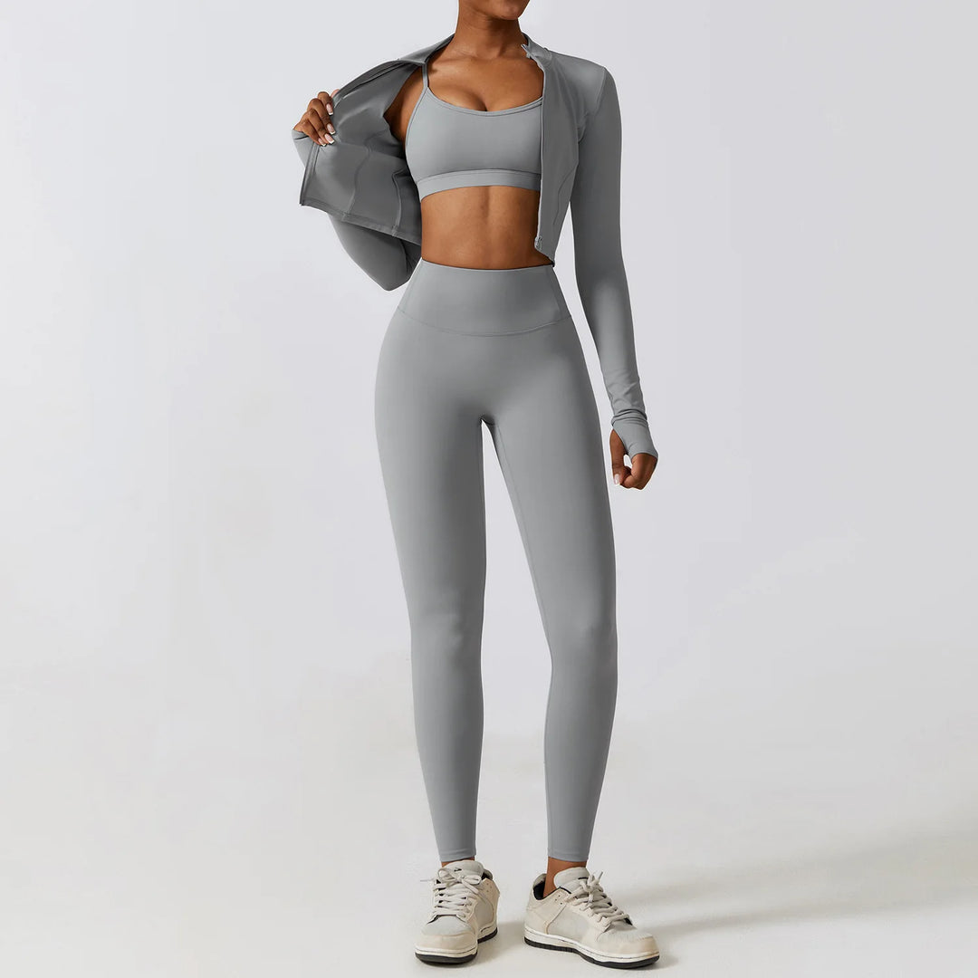 FlexActive 2/3-Piece Workout Set | High-Waist Leggings & Stretch Sports Bra