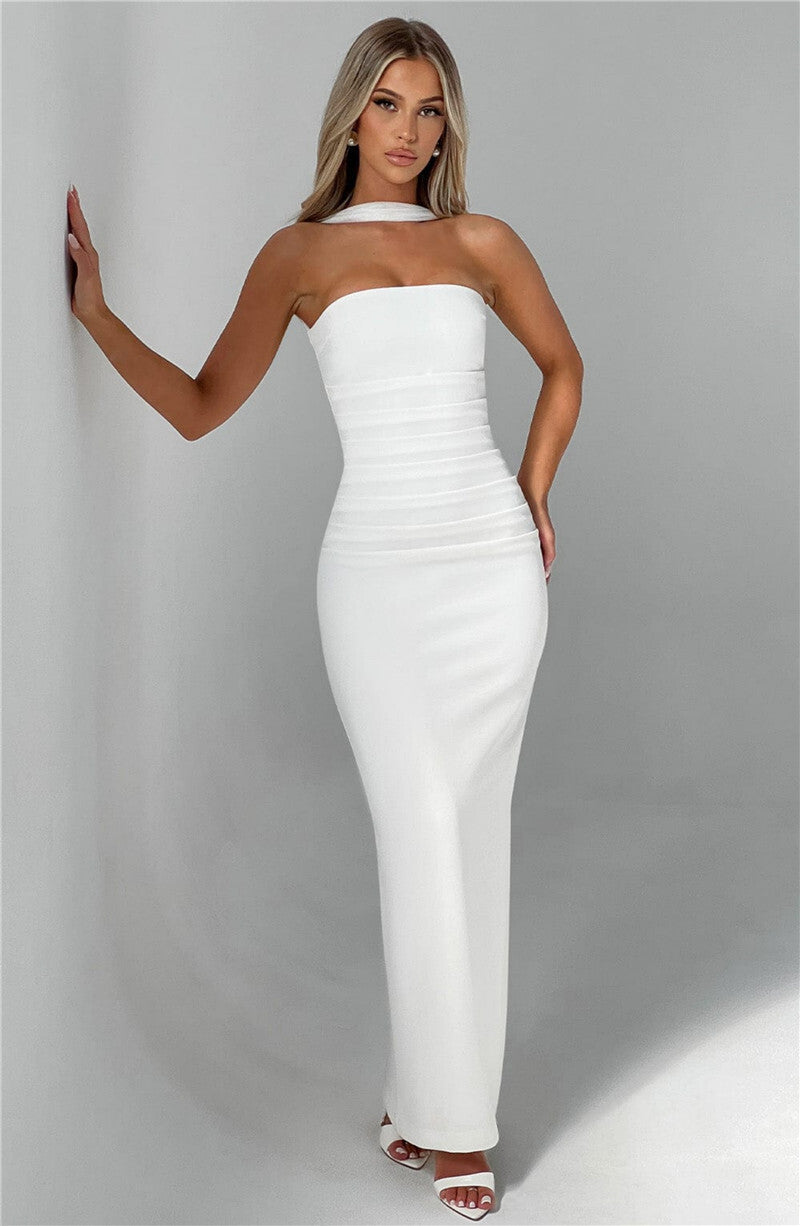 Seraphina Strapless Maxi Dress | Elegant Backless Bodycon Gown
