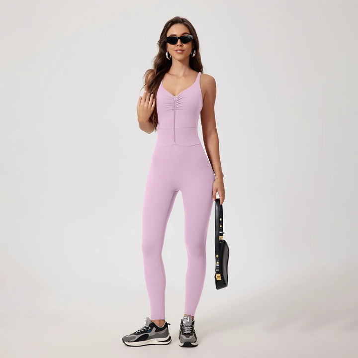 ElevateFit Yoga Jumpsuit | Backless Zip-Up Design