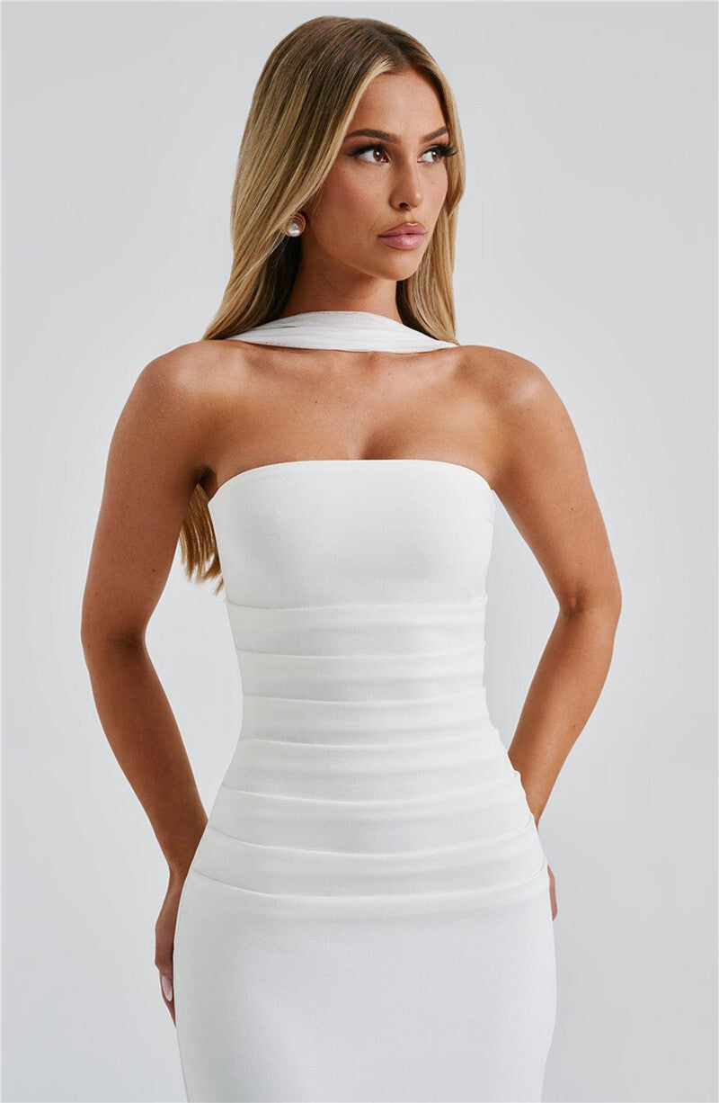 Seraphina Strapless Maxi Dress | Elegant Backless Bodycon Gown