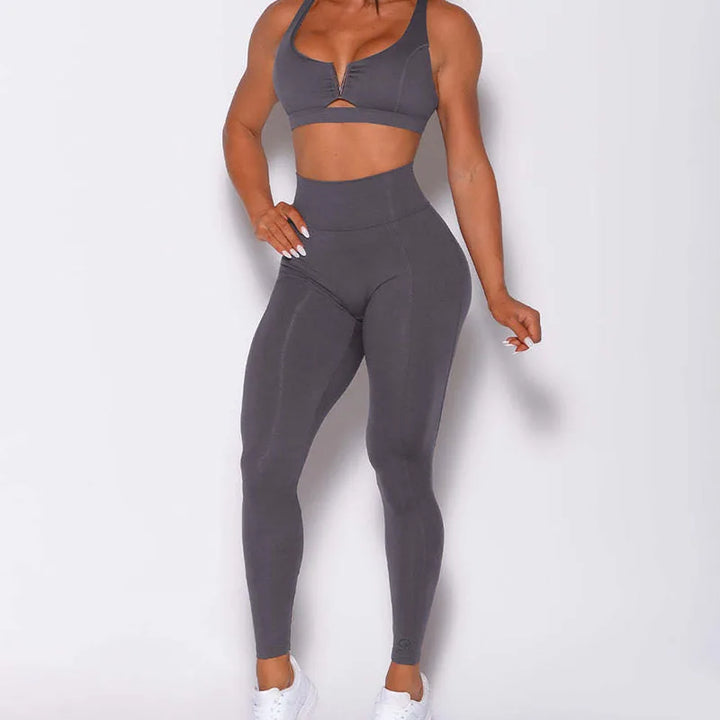 FlexSculpt V-Back Yoga Set | High-Waist Leggings & Sports Bra