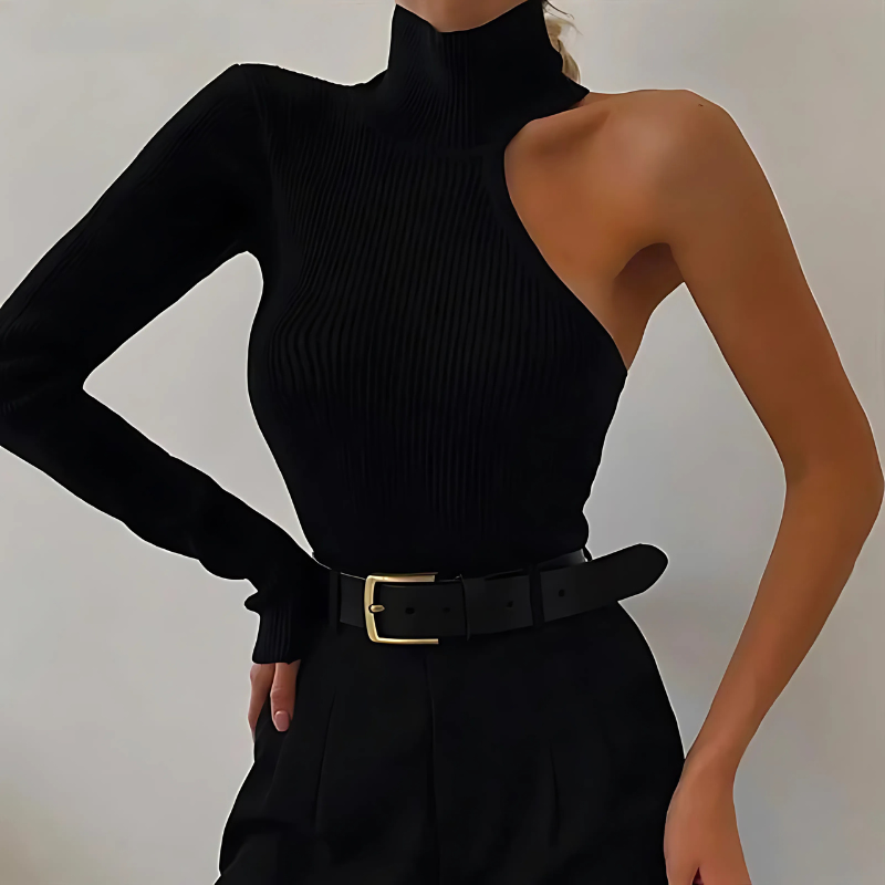 Elysa One-Sleeve Ribbed Bodysuit