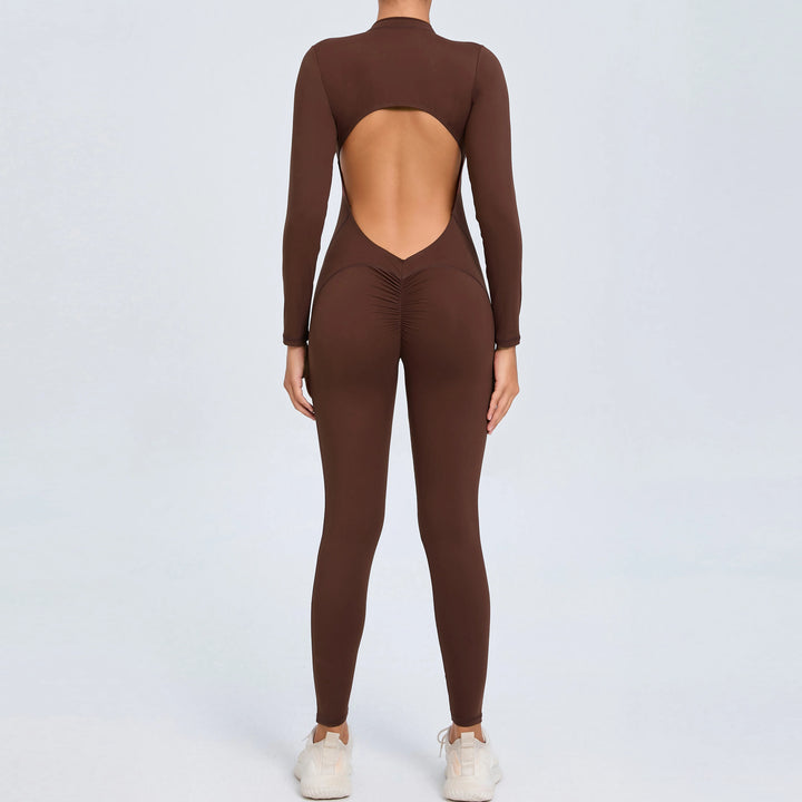 SculptFlex Zip Jumpsuit | Open-Back Long Sleeve