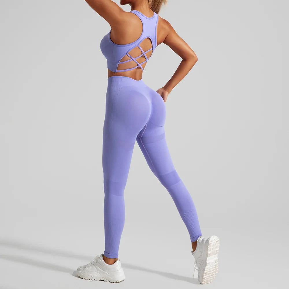 AuraFit Yoga Set | Open-Back Crop & Leggings