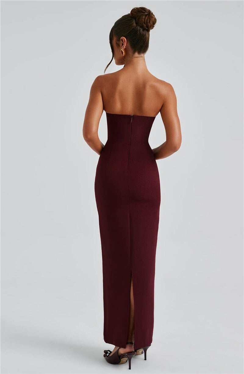 Seraphina Strapless Maxi Dress | Elegant Backless Bodycon Gown