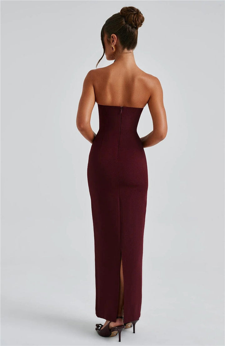 Seraphina Strapless Maxi Dress | Elegant Backless Bodycon Gown