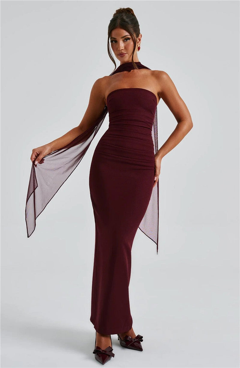 Seraphina Strapless Maxi Dress | Elegant Backless Bodycon Gown