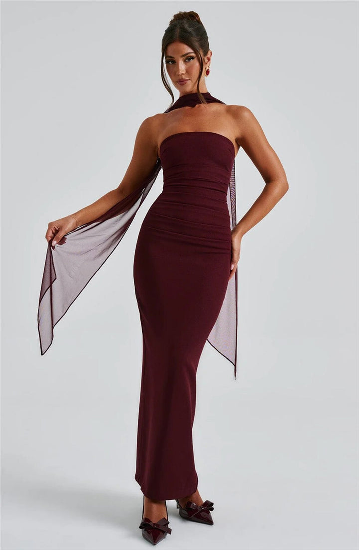 Seraphina Strapless Maxi Dress | Elegant Backless Bodycon Gown