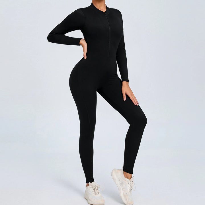 SculptFlex Zip Jumpsuit | Open-Back Long Sleeve