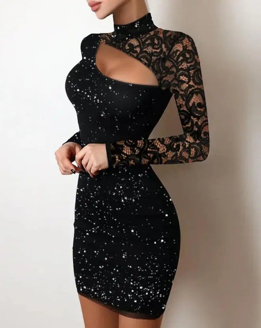 CELINA - Elegant Black Lace Dress