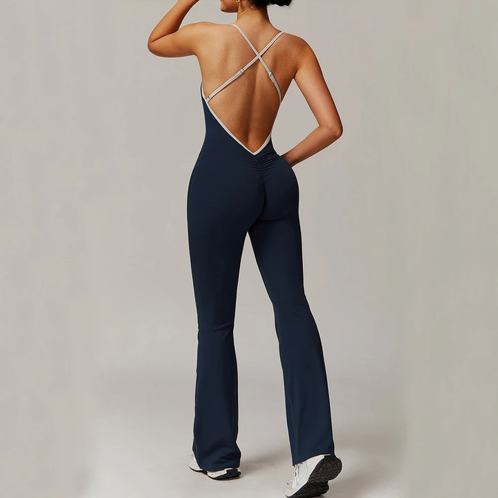 FlexiFit Backless Jumpsuit | Adjustable Cross-Strap Design