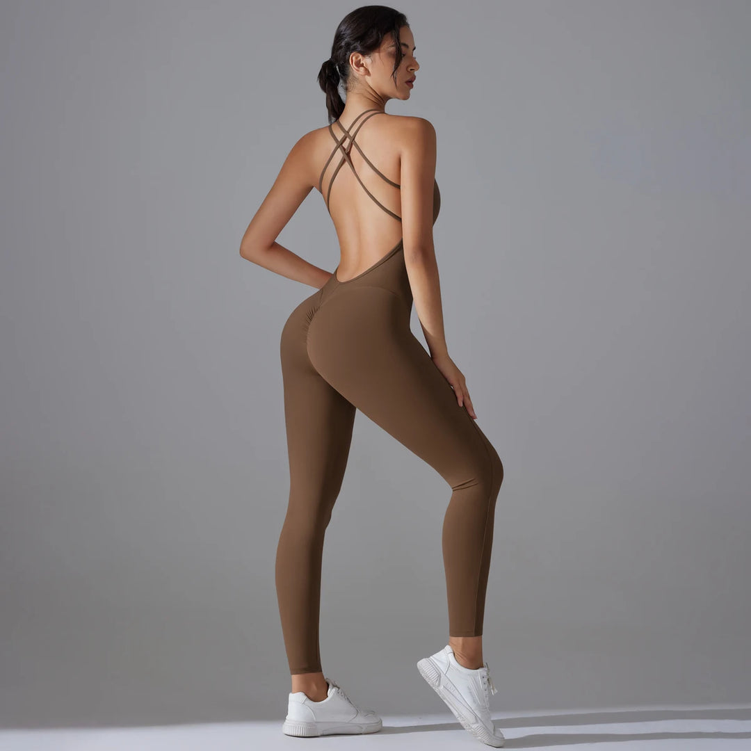 SculptFlex Backless Jumpsuit | Push-Up Scrunch Design