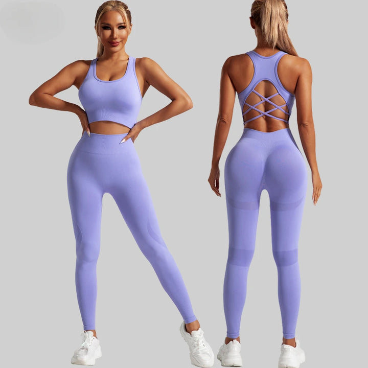 AuraFit Yoga Set | Open-Back Crop & Leggings