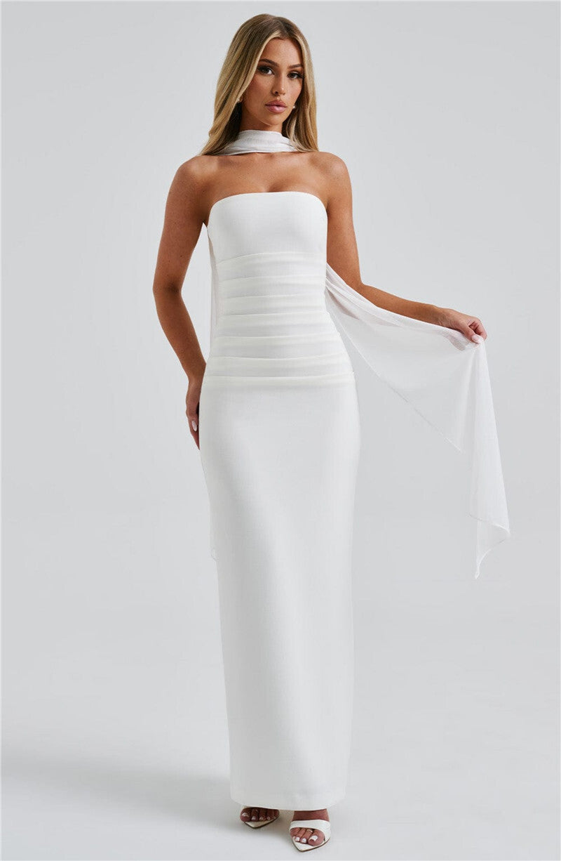Seraphina Strapless Maxi Dress | Elegant Backless Bodycon Gown