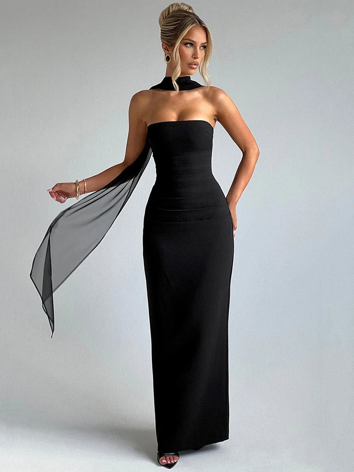 Seraphina Strapless Maxi Dress | Elegant Backless Bodycon Gown