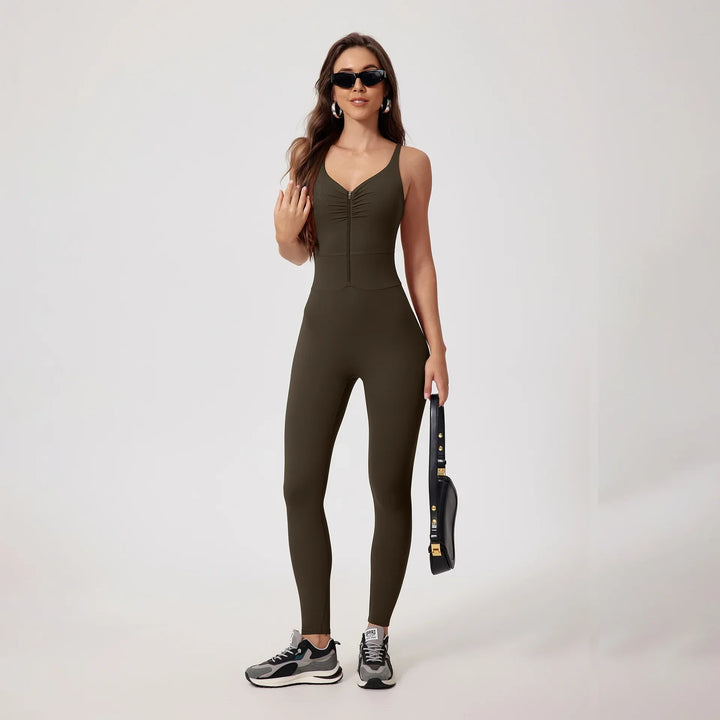 ElevateFit Yoga Jumpsuit | Backless Zip-Up Design