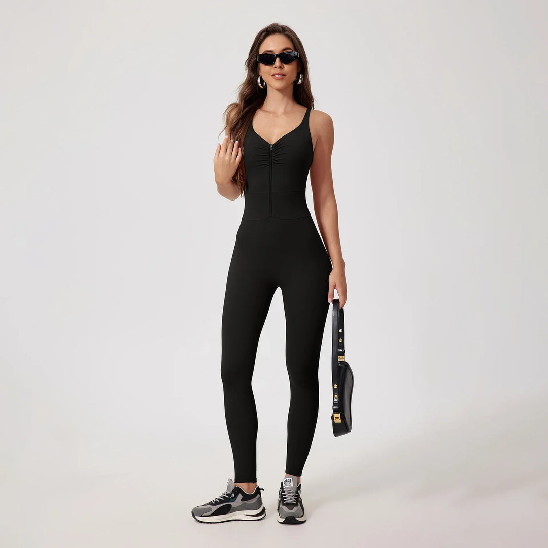 ElevateFit Yoga Jumpsuit | Backless Zip-Up Design