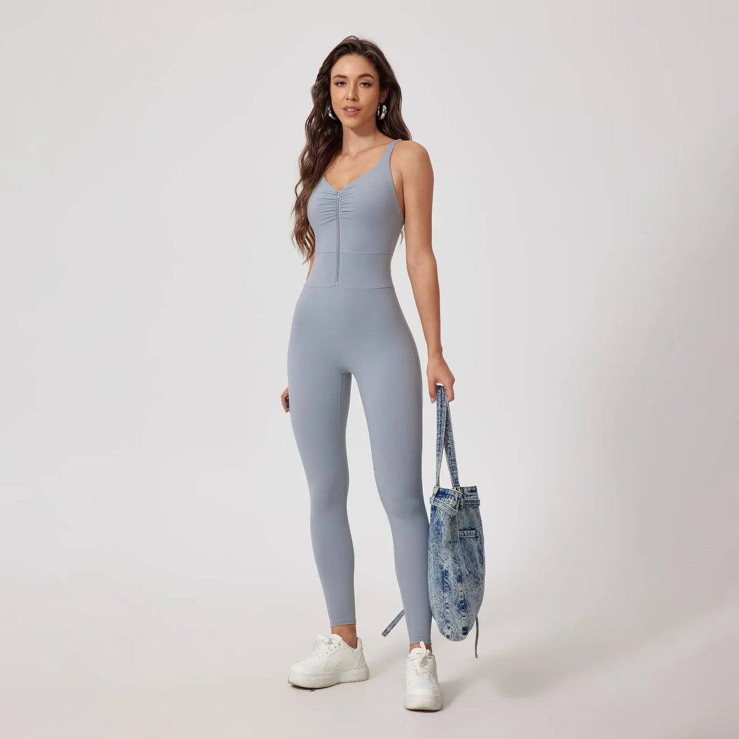 ElevateFit Yoga Jumpsuit | Backless Zip-Up Design