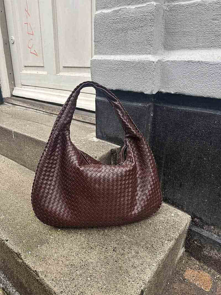 Vega Woven Hobo Bag | Vegan Leather Shoulder Bag