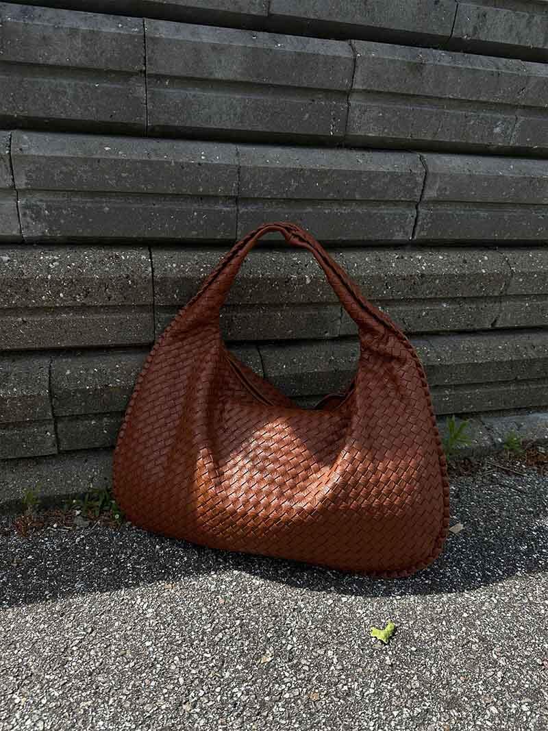 Vega Woven Hobo Bag | Vegan Leather Shoulder Bag