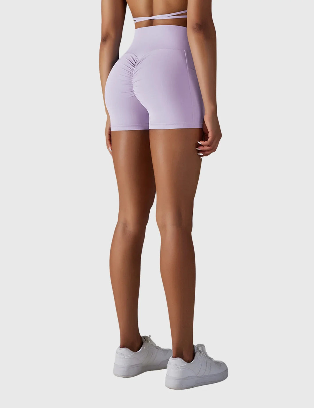 High-Waisted Yoga Shorts with Tummy Control & Back Pocket