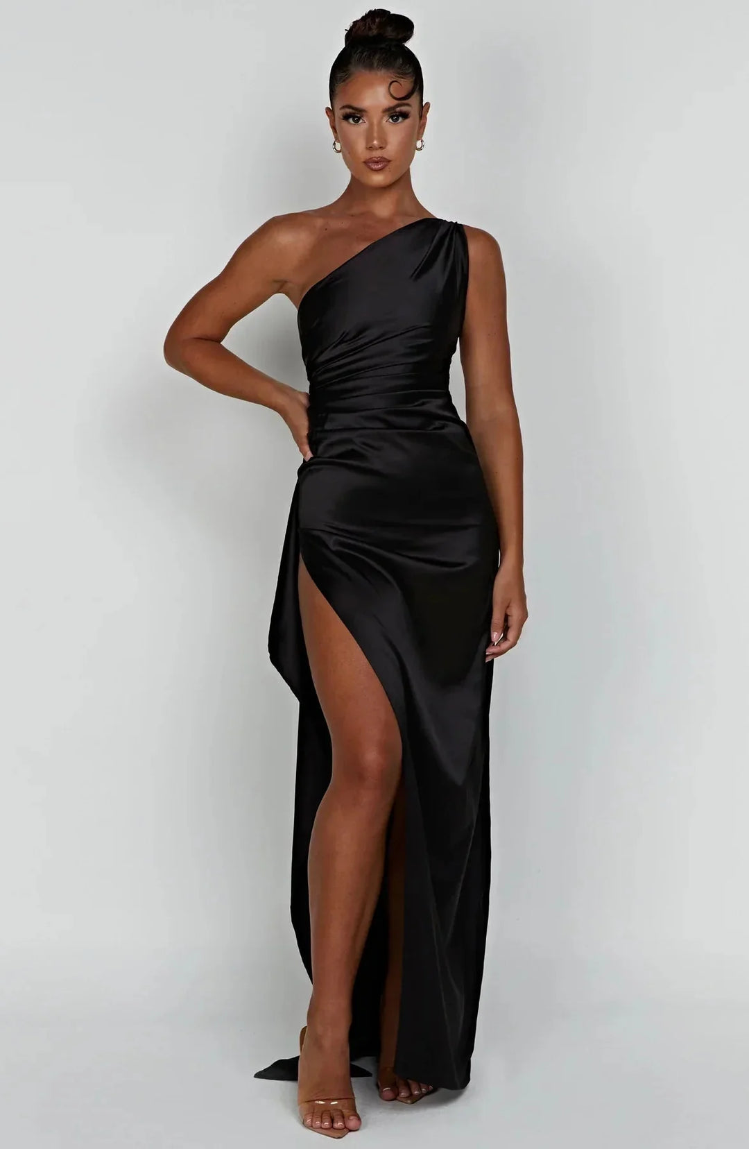 ISLA | Elegant One-Shoulder Backless Satin Dress