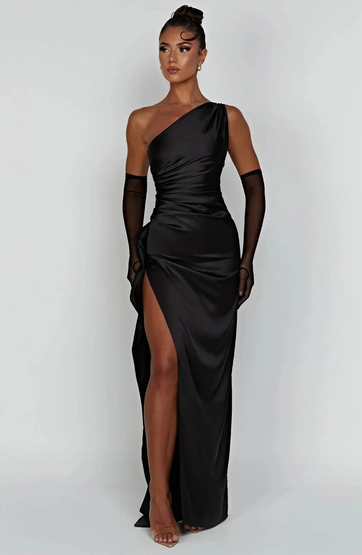 ISLA | Elegant One-Shoulder Backless Satin Dress