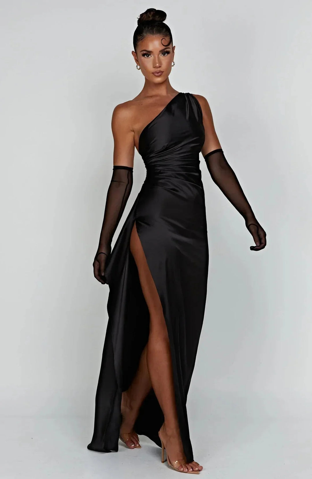 ISLA | Elegant One-Shoulder Backless Satin Dress