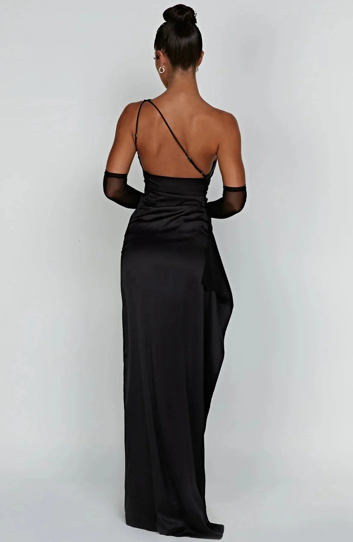 ISLA | Elegant One-Shoulder Backless Satin Dress