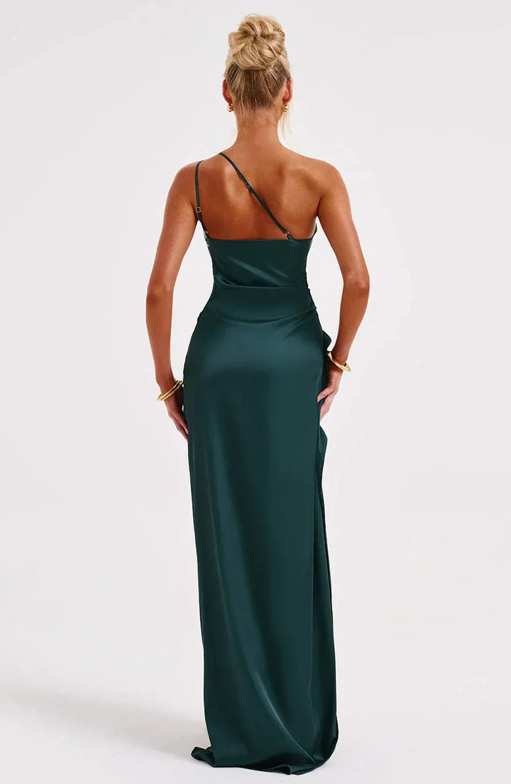 ISLA | Elegant One-Shoulder Backless Satin Dress