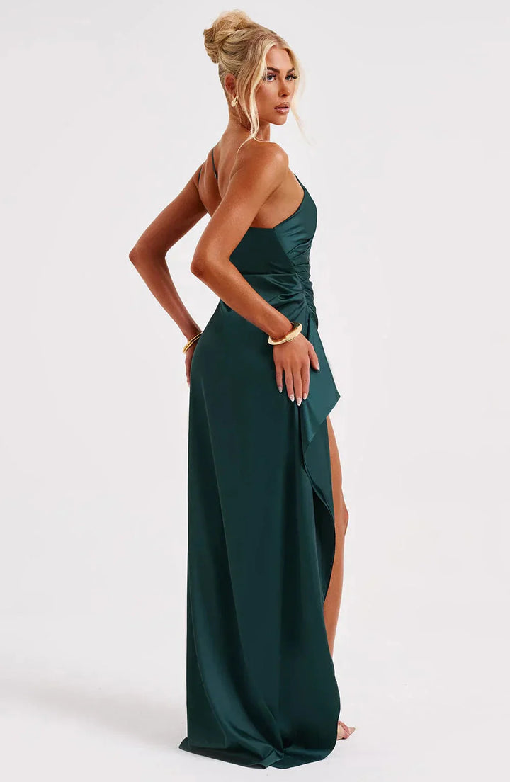 ISLA | Elegant One-Shoulder Backless Satin Dress