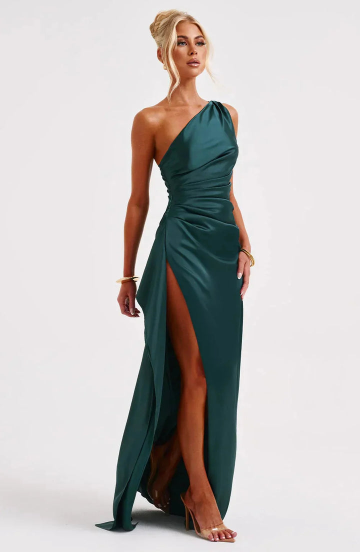 ISLA | Elegant One-Shoulder Backless Satin Dress