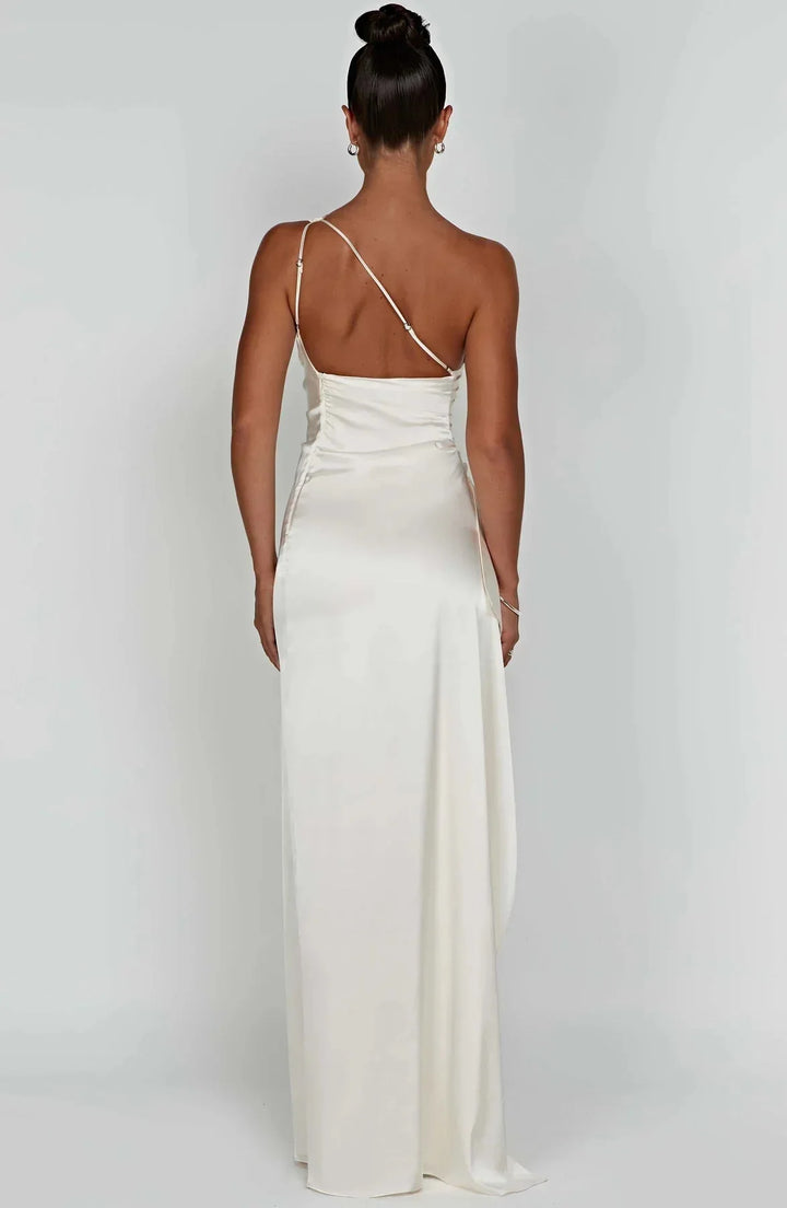 ISLA | Elegant One-Shoulder Backless Satin Dress
