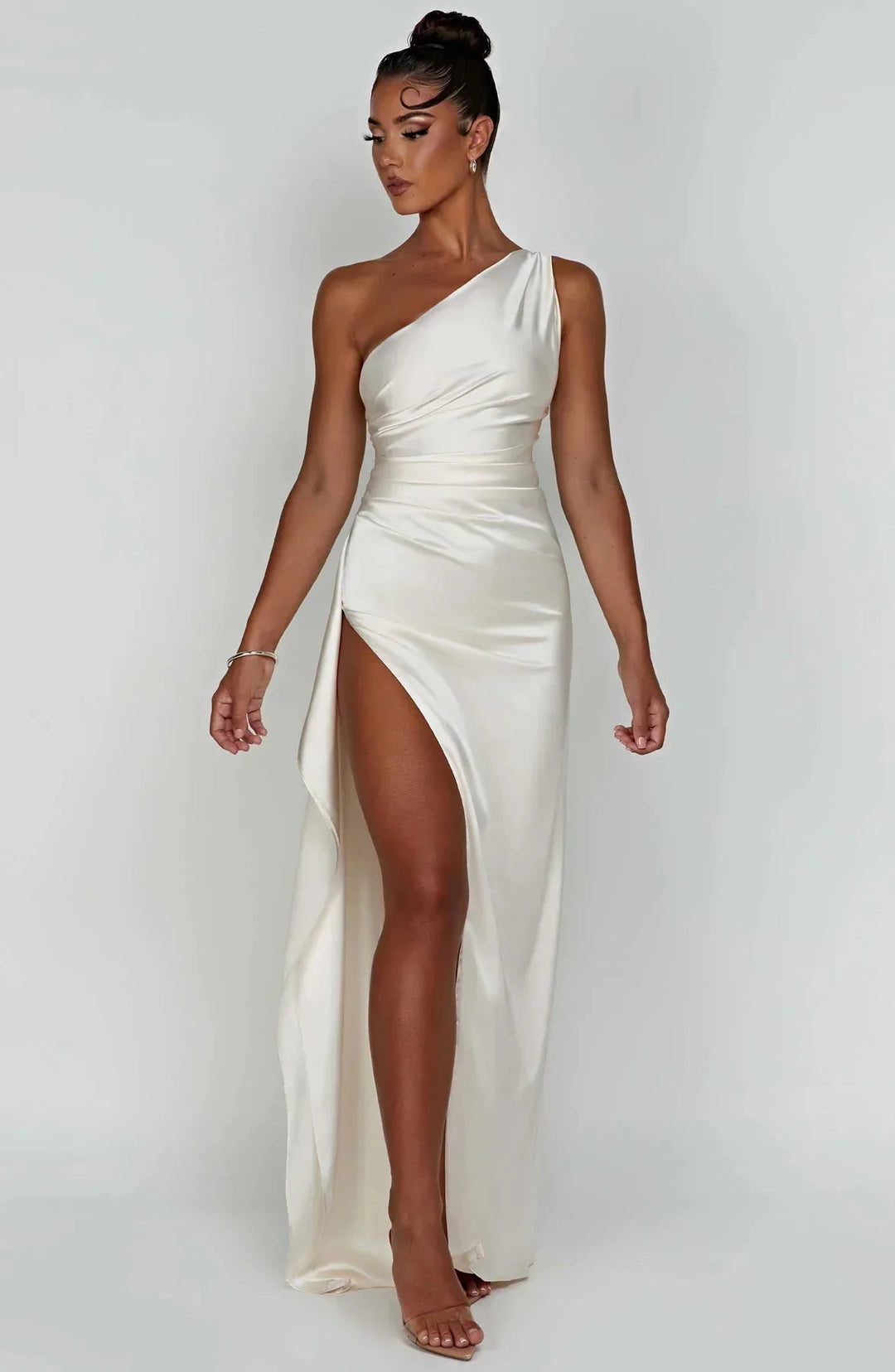 ISLA | Elegant One-Shoulder Backless Satin Dress