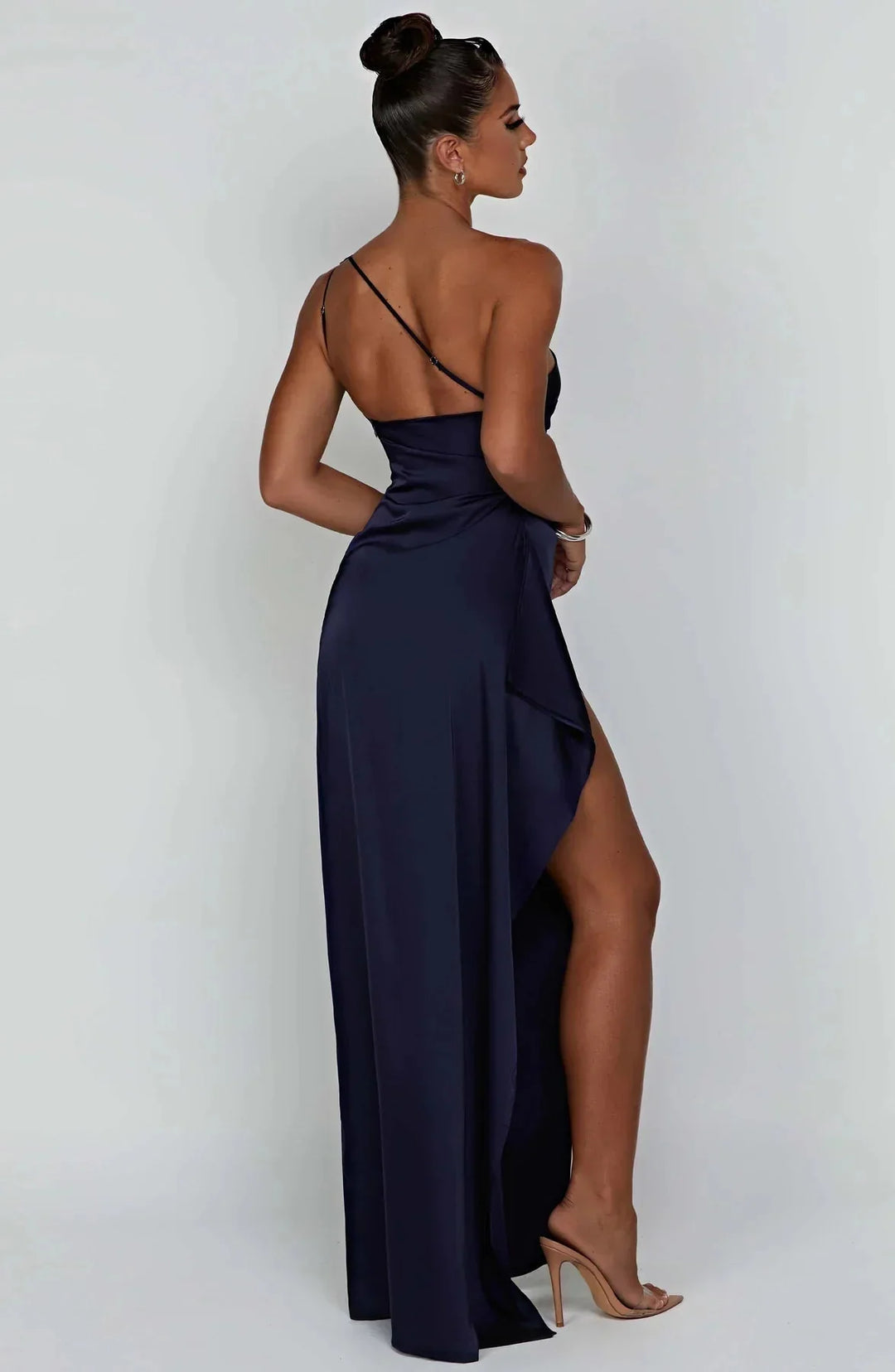 ISLA | Elegant One-Shoulder Backless Satin Dress