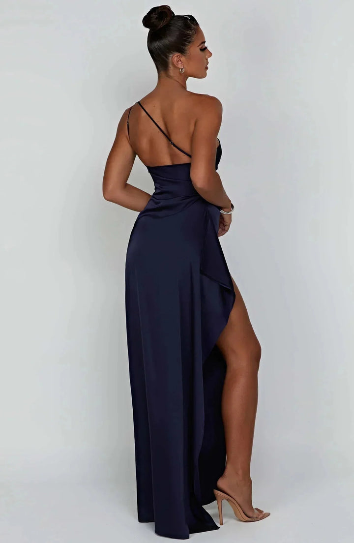 ISLA | Elegant One-Shoulder Backless Satin Dress