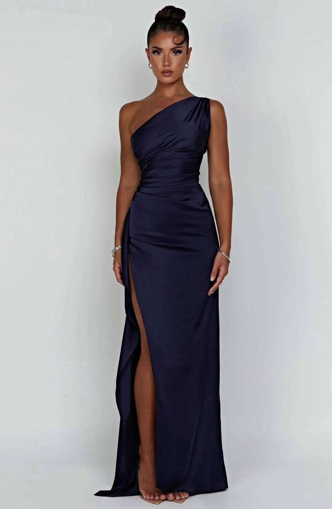ISLA | Elegant One-Shoulder Backless Satin Dress