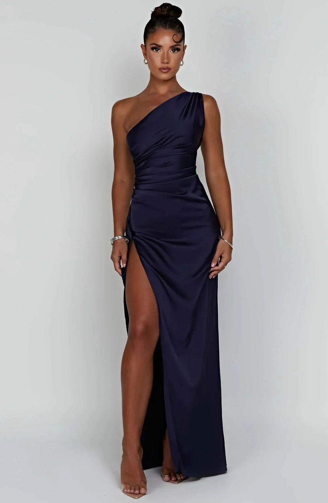 ISLA | Elegant One-Shoulder Backless Satin Dress