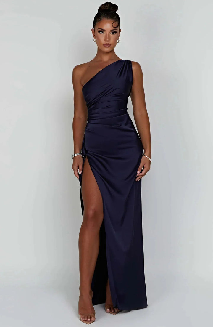 ISLA | Elegant One-Shoulder Backless Satin Dress