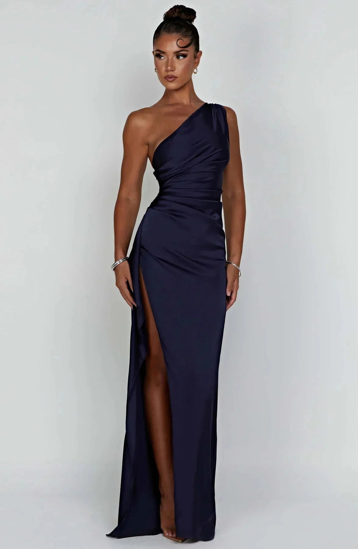 ISLA | Elegant One-Shoulder Backless Satin Dress