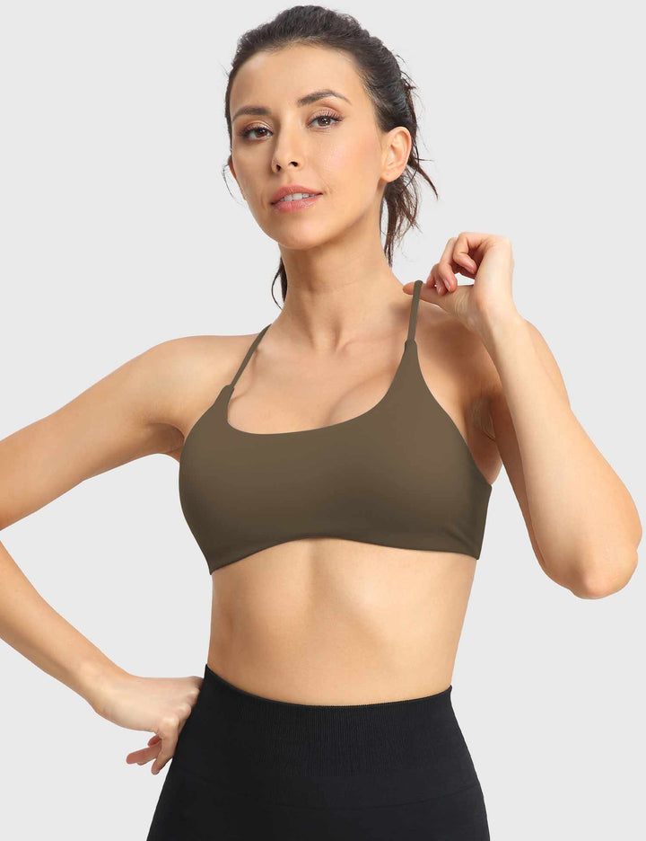 Criss Cross Yoga Sports Bra – Seamless Padded Workout Top for Women