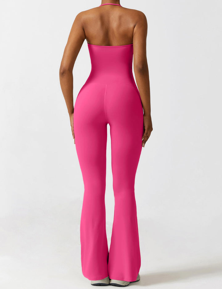 Celeste – Convertible Halter Jumpsuit with Removable Straps, Flared Pants